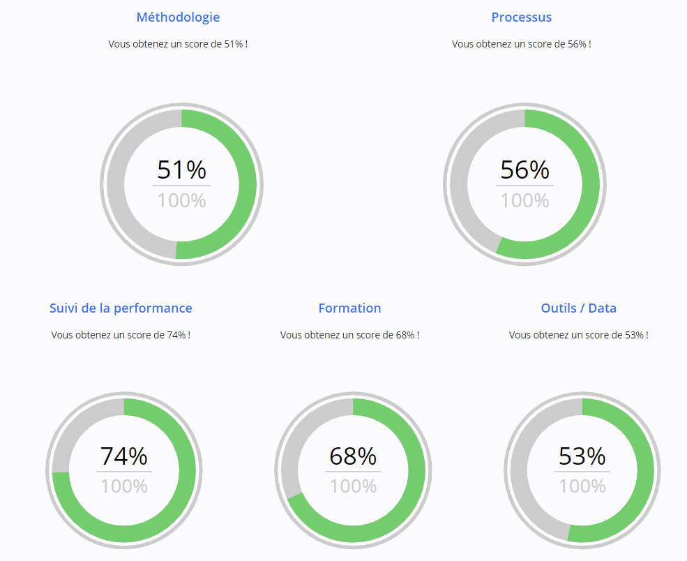 Exemple de résultats de graphiques par axes étudiés - Audit prévision planup