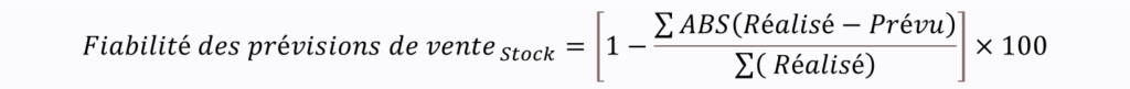 Formule de la fiabilité des prévisions, variante pilotage par le stock